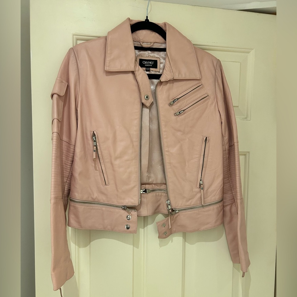 Great Condition Size Medium Oxyho Sorento Leather Jacket in Pink